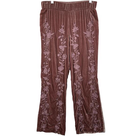 JW Los Angeles Pants - JW Los Angeles Johnny Was Renee Velvet Palazzo Pants Womens S Mauve Side Slits